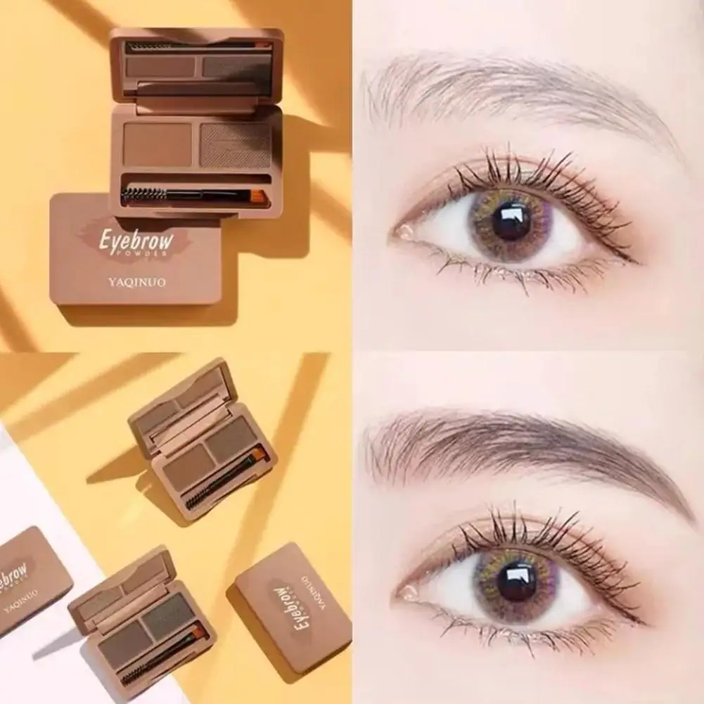 2 farben Augenbraue Pulver mit Pinsel Wasserdicht Schweiß Palette Kosmetik Schatten Make-Up Auge Professionelle Beständig Auge L1N3