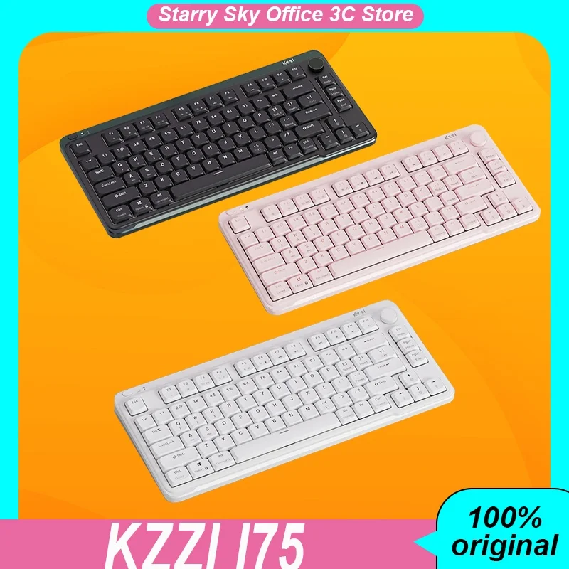 Kzzi I75 Mechanical Keyboard Dwarf Axis Lightweight Aluminum Alloy Frame Wireless Tri Mode Gasket/Top Structure Gaming Keyboard