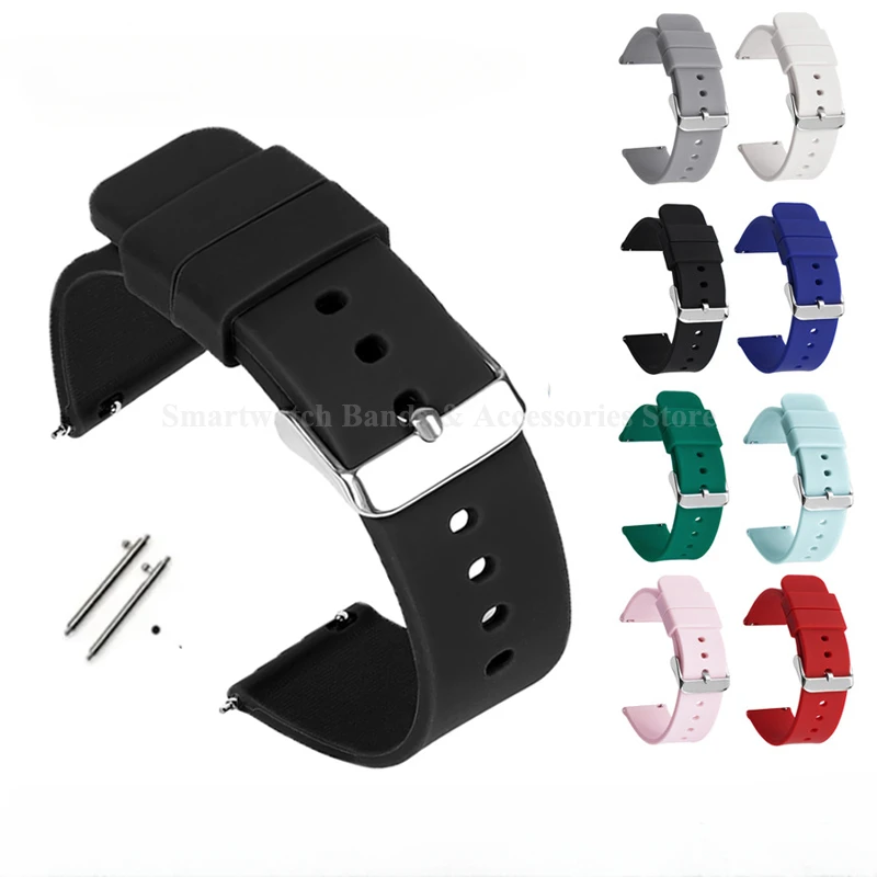 10mm 12mm 14mm 15mm 16mm 18mm 20mm 21mm 22mm 24mm Quick Release Watch Strap for Huawei GT2/3 for Samsung Galaxy3/4 Silicone Band