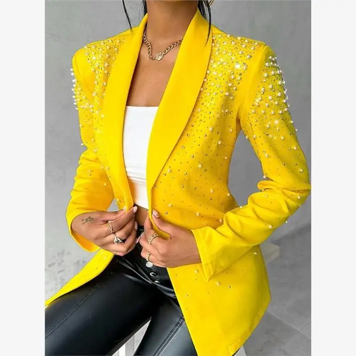 

Faionable Casual Bubble Jaet Women's Small Suit 2024 New Arrival Long Sve Spring Collection Ele Ladies' Wear