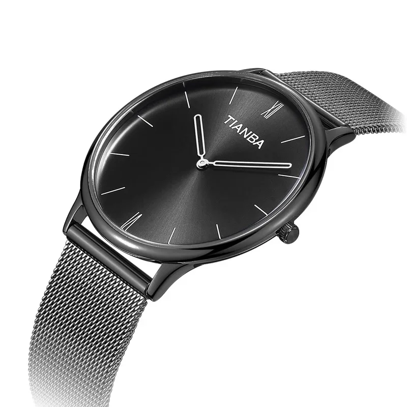 Мужские кварцевые часы TIANBA, оригинальные повседневные часы из нержавеющей стали, модные часы для отдыха
