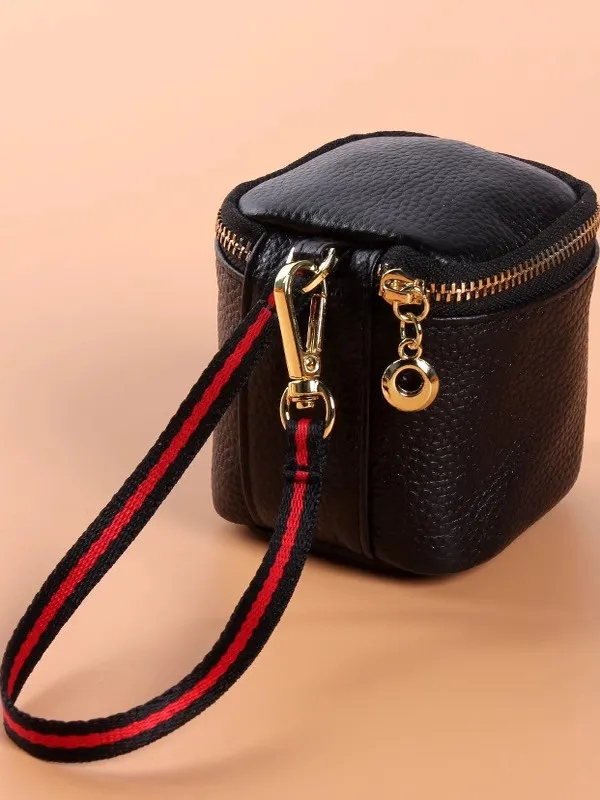 

Кошелек-монетница Gyfertern из кожи, женский, для хранения помады, коричневый, простой, для наушников, в корейском стиле