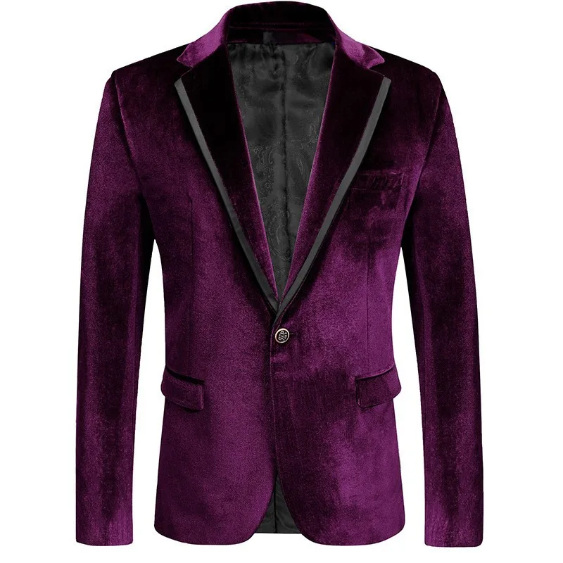 

New Spring And Autumn Men's Golden Velvet Casual Suit Jacket Slim-fit Small Suit Blue Dress Thin