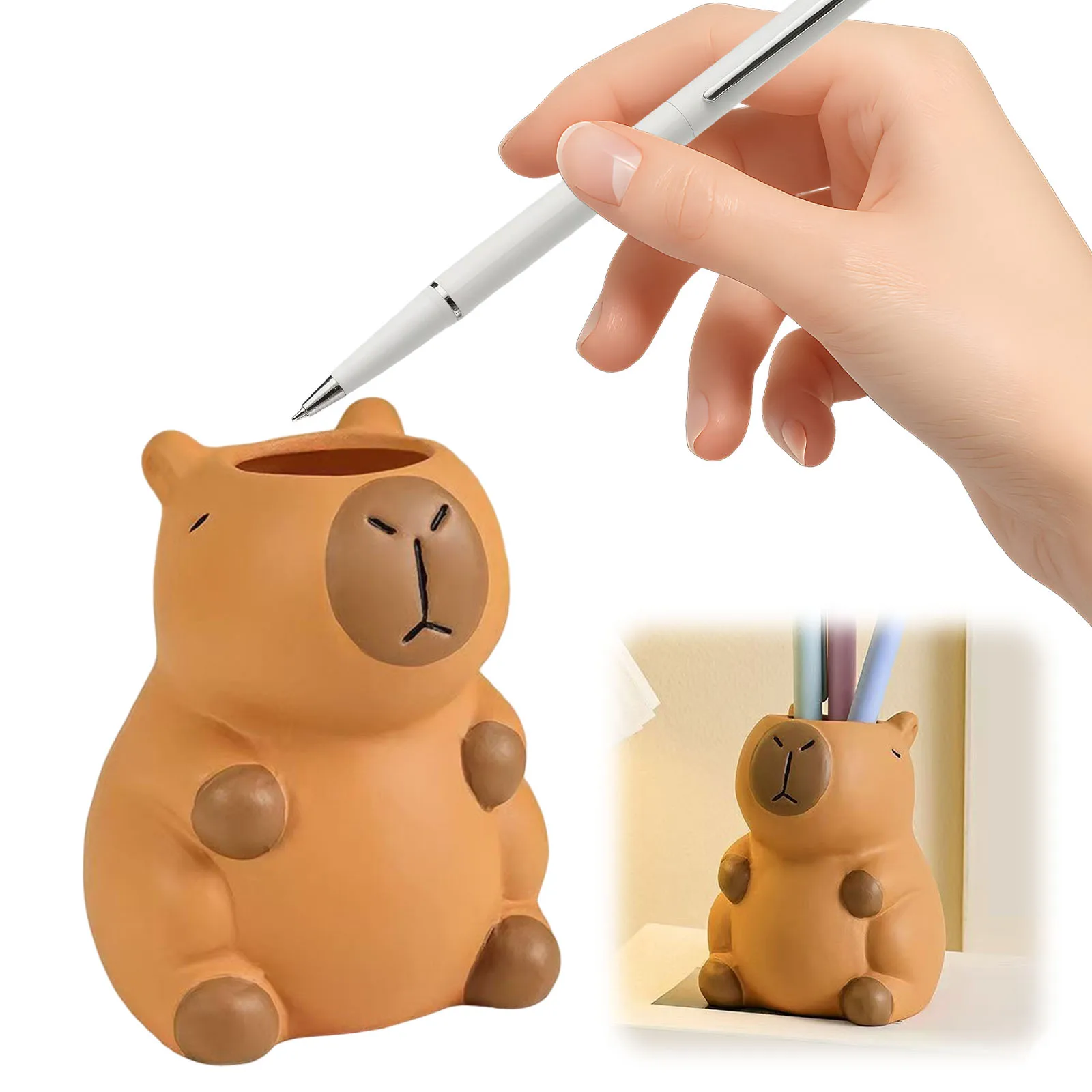Pencil Holder Capybara Cute Animal Design Desk Organizer Stationery Pen Holder for Women Girls Office Home Art Supply