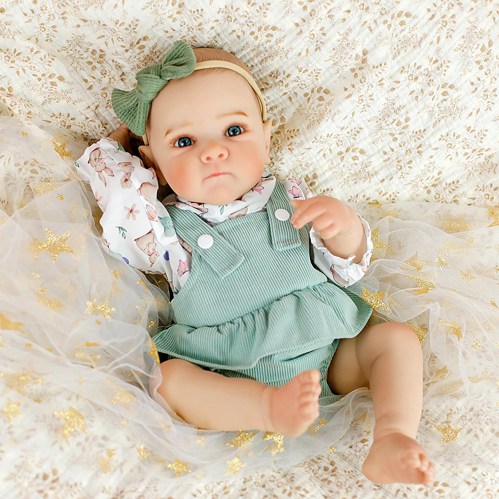 Lifereborn 18-Zoll-Reborn-Vollbaby-Vinyl-Mädchenpuppen für Neugeborene, lebensecht, mit handgezeichnetem Haar für Kinder, Weihnachtsspielzeug, Geschenke