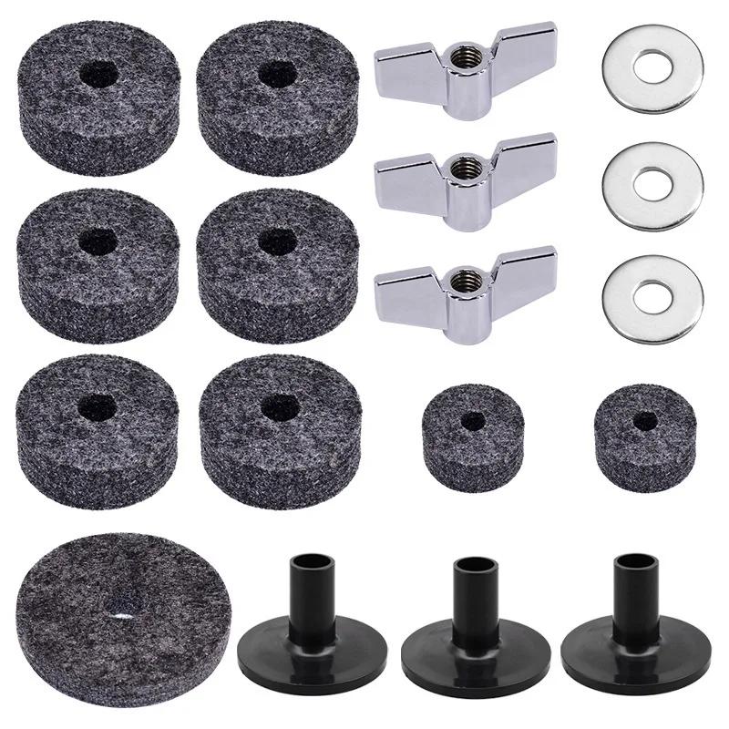 

18pcs Drum Accessories Set Black Anti Slip Drums Replacement Felt Set Musical Instrument Percussion Instrument Accessories