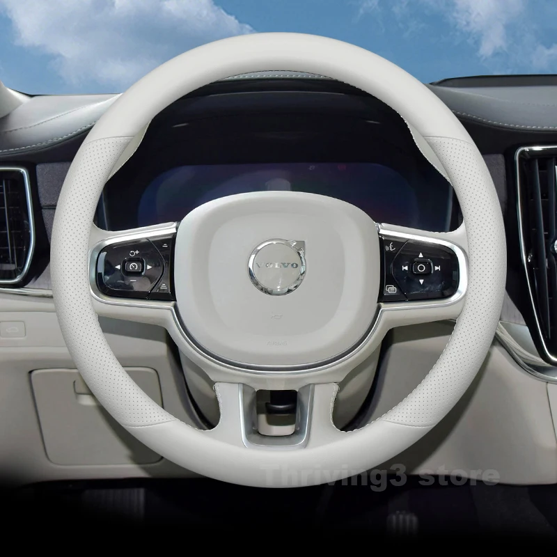 

Leather Car Steering Wheel Cover For Volvo S90 ES90 EC40 EX40 EM90 XC60 V40 S80 2024-2026 Auto interior Volvo S90 Accessories