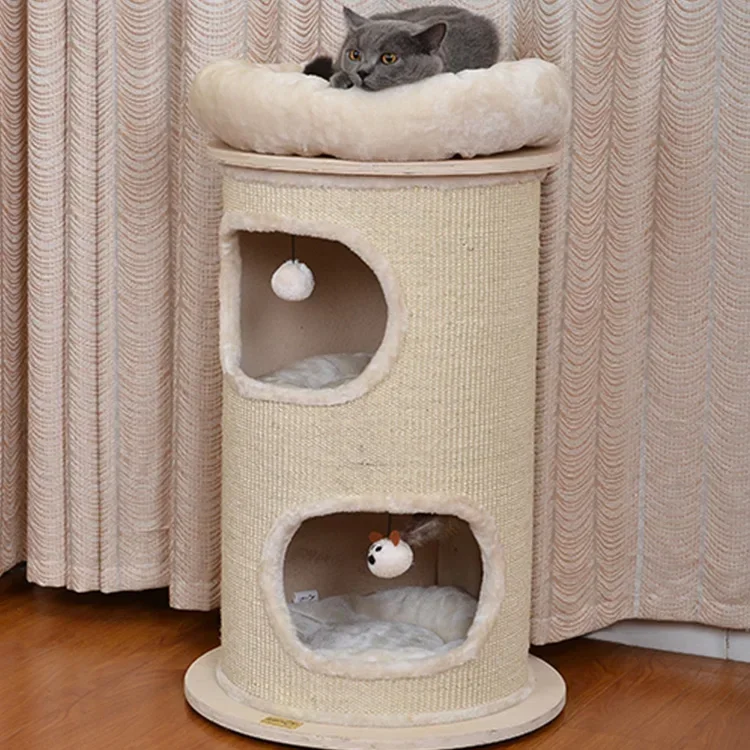 Hot salesCat scratching barrel scratch play hide cat tower climbing toy