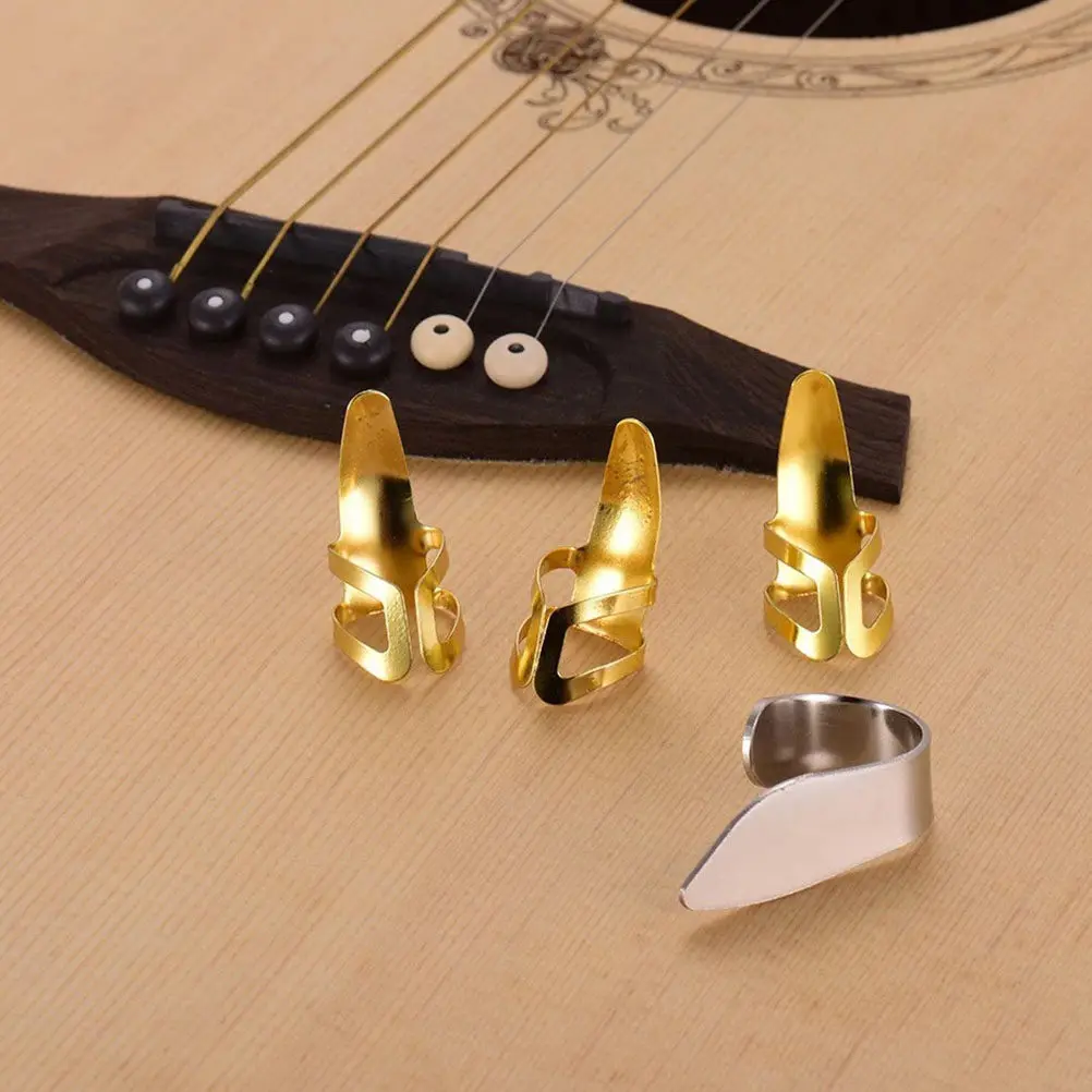 Stainless Steel Guitar Finger Picks Set Comfortable Finger Protectors for String Control and Clear Sound
