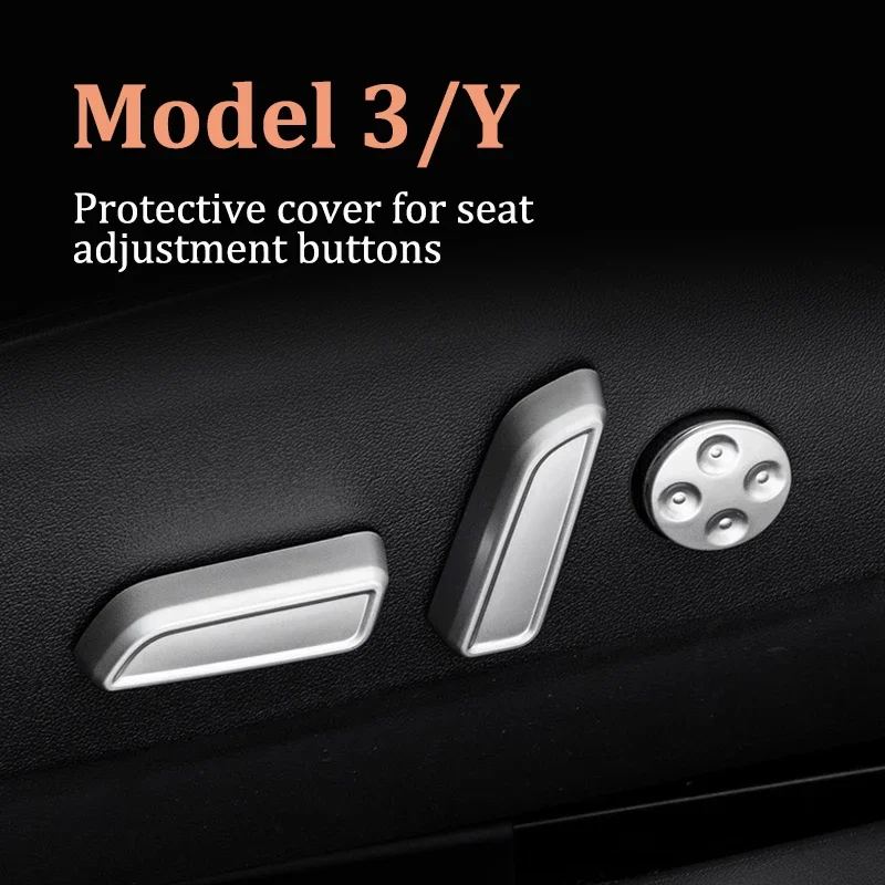 6 Pcs/set Car Seat Adjustment Button Cover Protector Decoration Trim Stickers for Tesla Model 3 Model Y 2016-2021 2022 2023