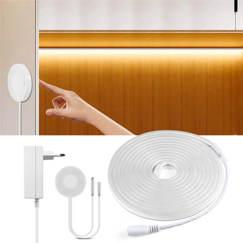 BAAU Sensor LED gabinete cocina luz interruptor automático impermeable armario DIY tira de luz 5M-enchufe de la UE duradero fácil de usar