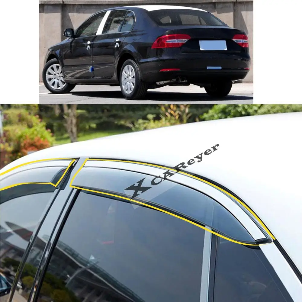 

For SKODA SUPERB 2013 2014 2015 Car Body Styling Sticker Plastic Window Glass Wind Visor Rain/Sun Guard Vent Parts