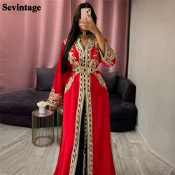 Customized Elegant Arabic Mermaid Evening Dress V-Neck Lace Appliques Prom Gown High Mid Slit Floor Length Algerian Outfit 2024