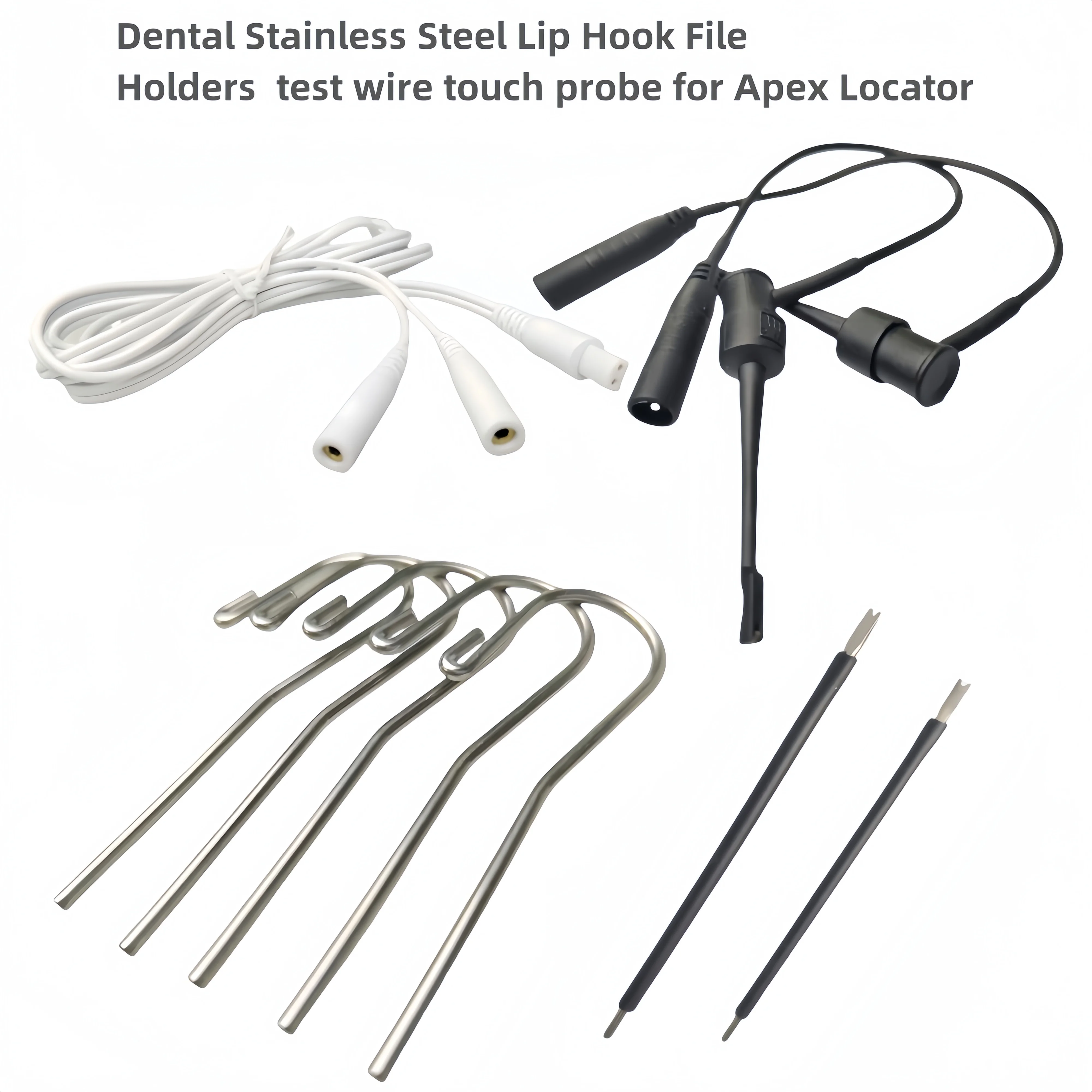 Dental Apex Locator Accessories Endodontic Measuring Cable Measuring Wire Probe Cord File Holders Hooks Lip Clips