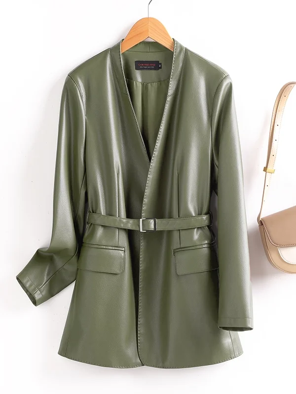   Ning Genuino eepskin Cappotto da Donna di Media Lunghezza 2025 Nuova Primavera Autunno Gilet Dimagrante Faionable Capispalla