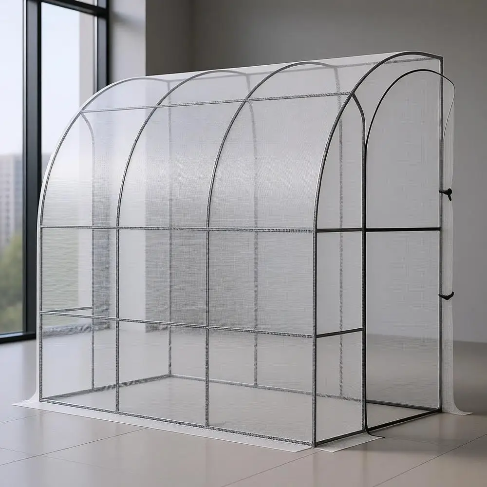 

Уличная пристенная теплица 7x4x7 футов с подъемным окном, покрытием из полиэтилена, белая