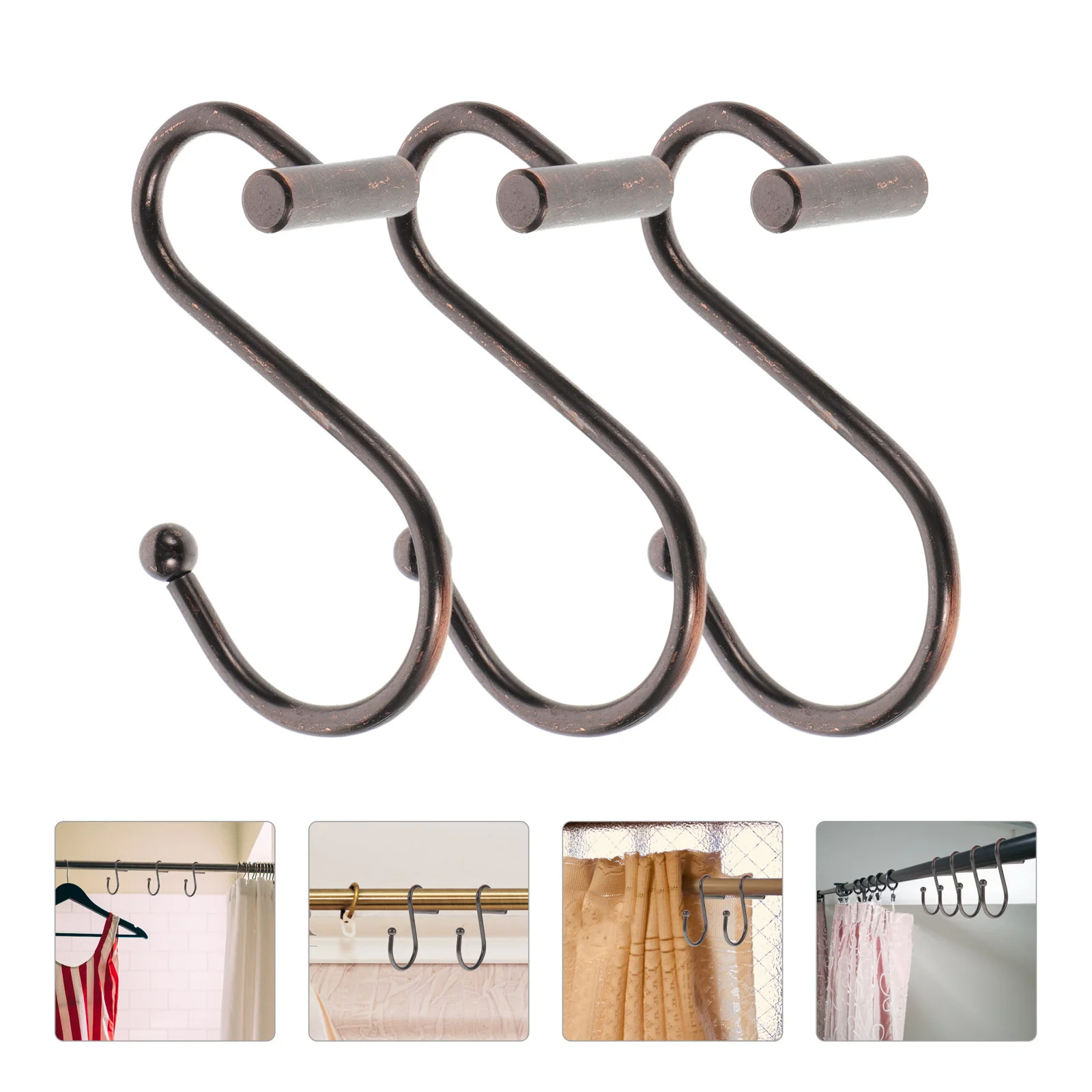 

12Pcs Shower Curtain Hooks Iron Material S-Shape Sliding Bathroom Curtain Rings for Bathroom Sliding Shower Hooks