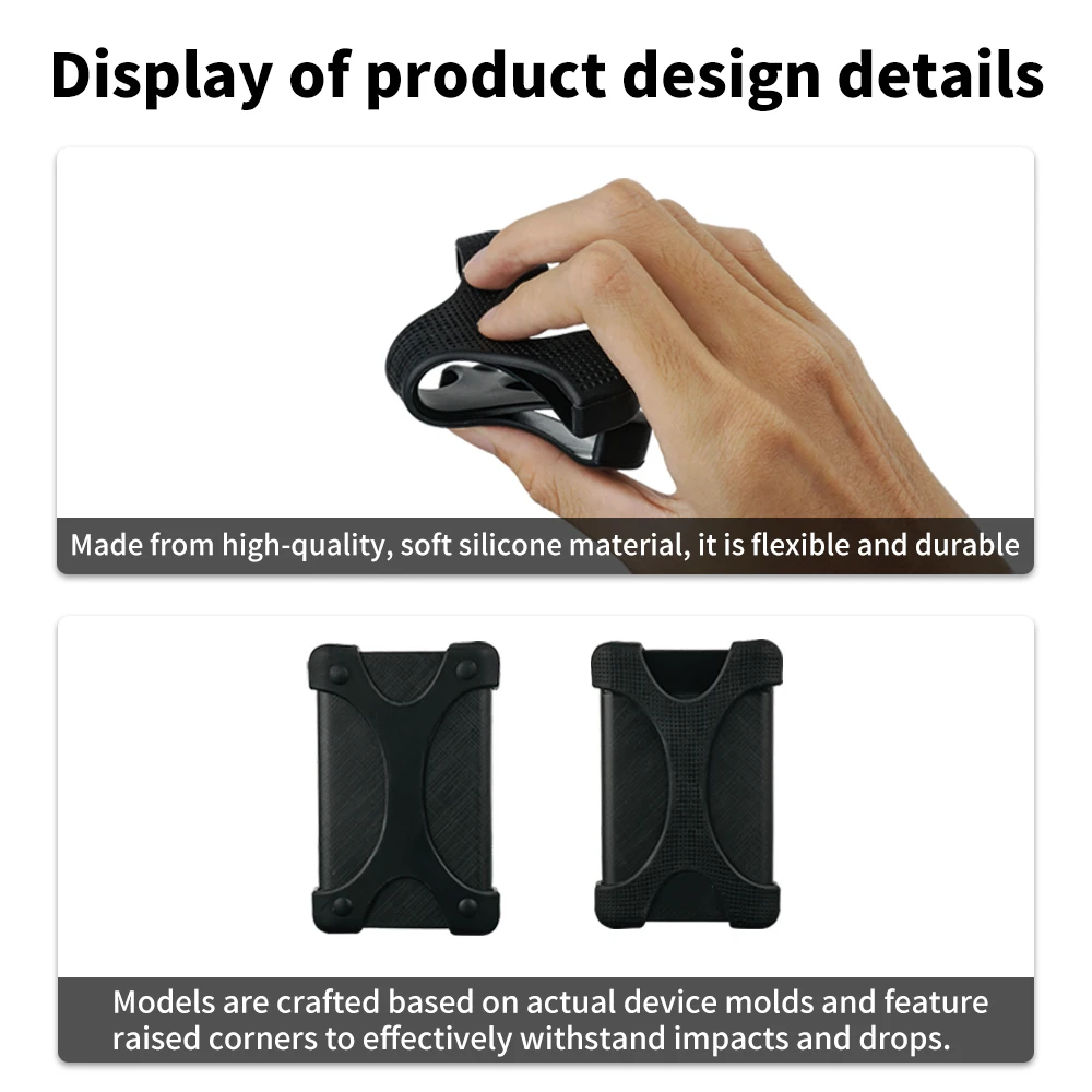 2,5-Zoll tragbare Festplatte, X-förmige Silikon-Schutzhülle, Anti-Fall-Wärmeableitungshülle für Seagate WD externe Festplatte – Detail 7