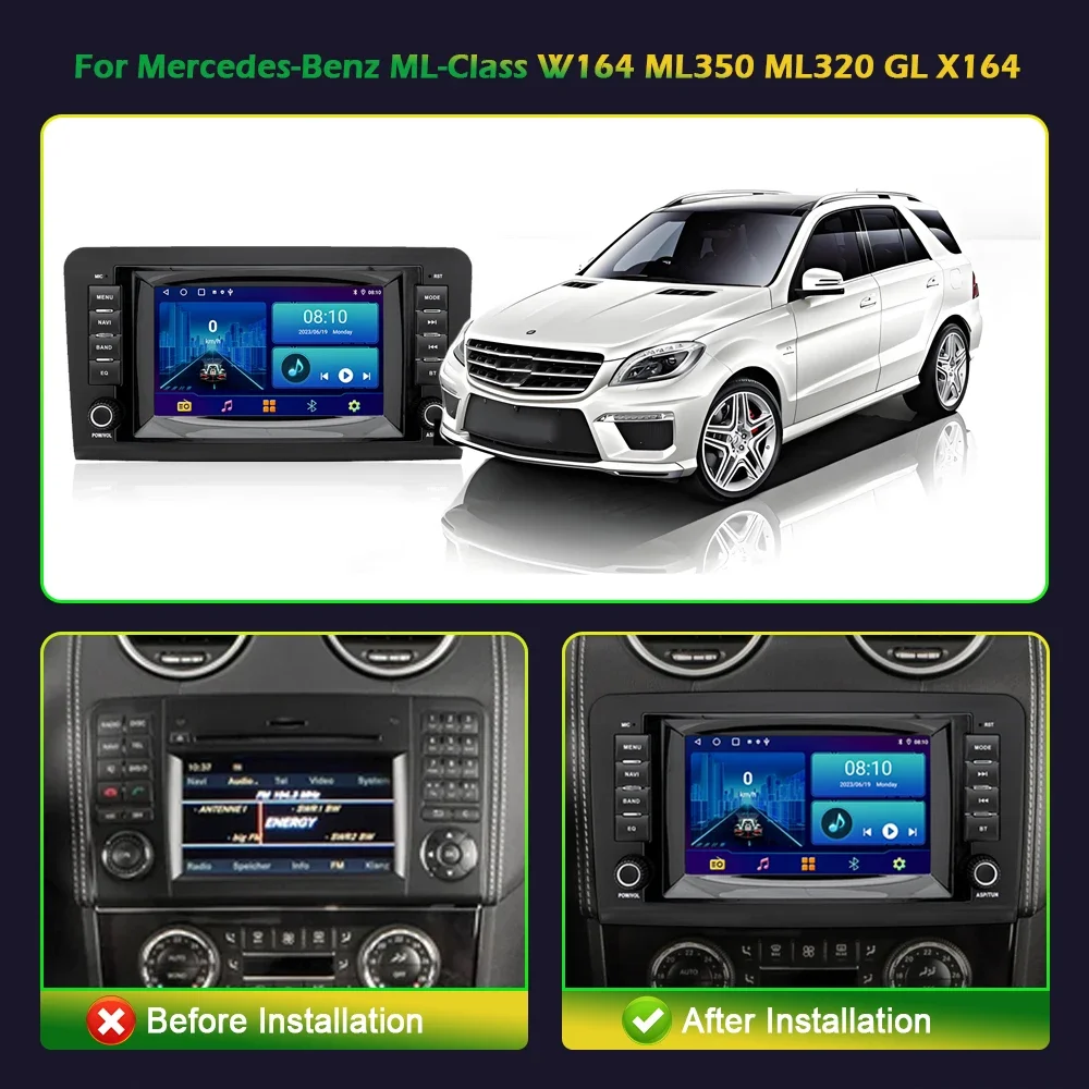 Android 13 Car Multimedia Navigation Wireless Carplay For Mercedes-Benz ML-Class W164 ML350 ML320 GL X164 Head Unit