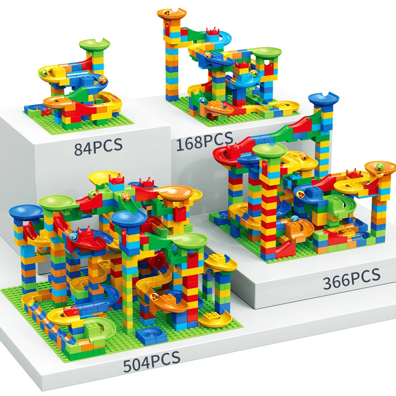 Marble Race Run Blocks para Crianças, Maze Ball Track, Blocos de Construção, Funil Slide, Brinquedos Educativos, Tamanho Pequeno, 84-504Pcs