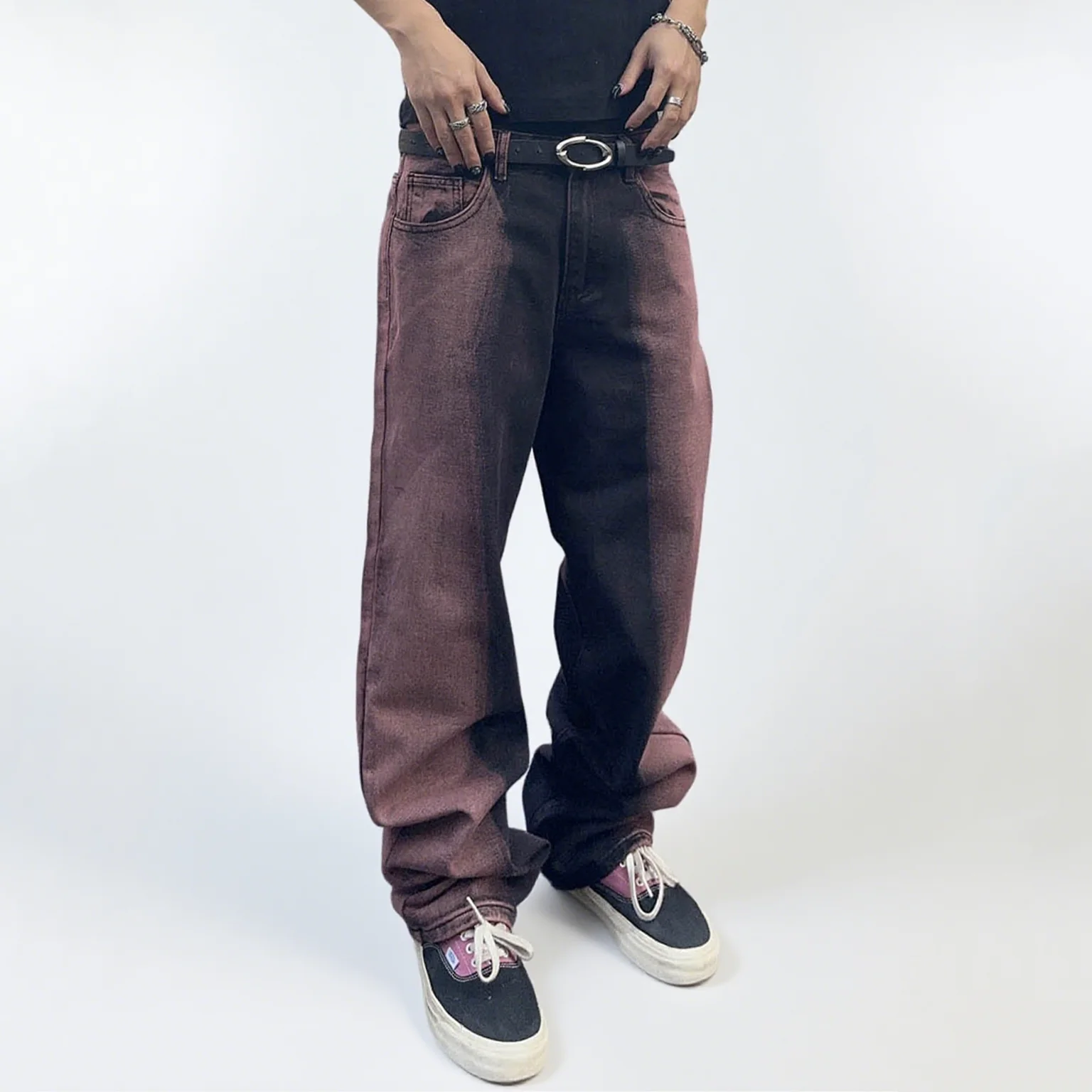 

Men's Denim Pants Retro Gradient Color Blocked Wide Leg Jeans Streetwear New Simple Washing Pants Baggy Jeans Clothing for Men