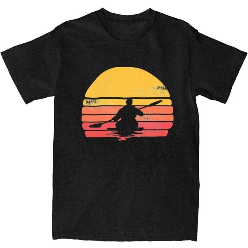 Men Women Kayaking Sunset T Shirts Apparel Sea Kayak 100% Cotton T-shirt Clothes Amazing Tee Shirt All Seasons