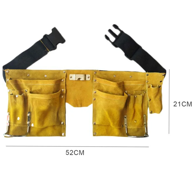 Leather Tool Belt Quick Release Buckle Carpenter Construction Work Apron Tool Storage Pouch Belt