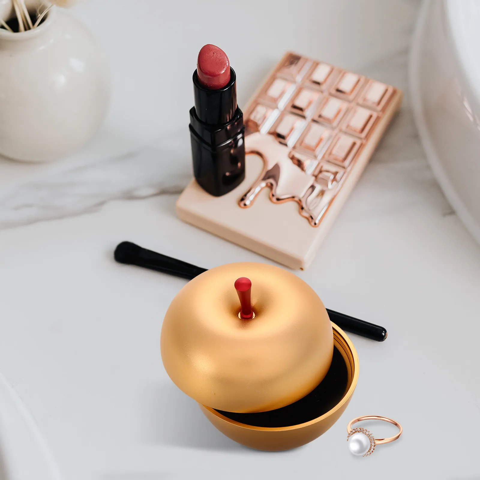Golden Shaped Jewelry Box Metal Decorative Storage for Christmas Proposal Wedding Engagement Rings Anniversary Gift Case