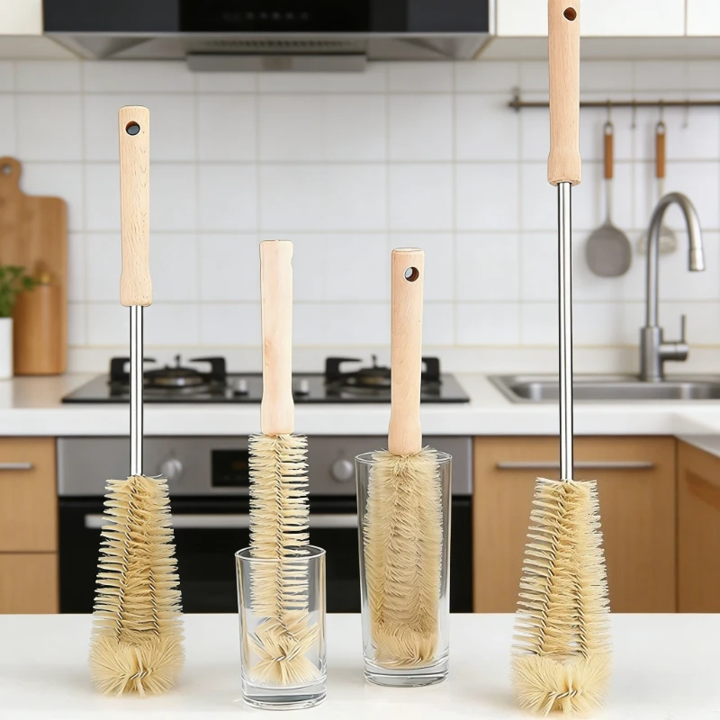 Hangable Long Handle Cleaning Brush L Shape Multipurpose Glass Bottle Scrubber For Drink Cups Baby Feeding Bottles Washing Tool image 2