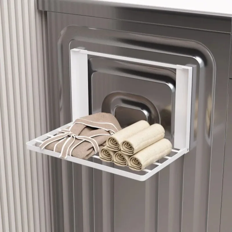 Foldable Bath Towel Stand Magnetic Attraction Towel Organizer Stands Portable Clothes Storage Rack Household Utility Racks