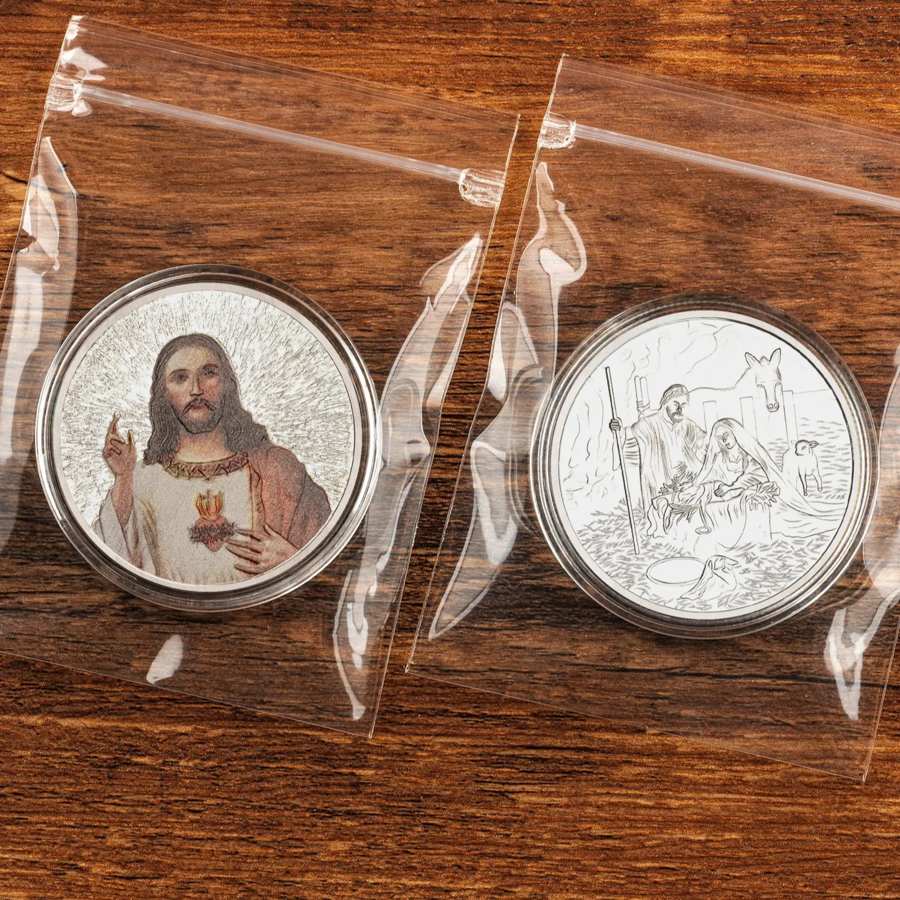 Nativity Pattern Jesus Souvenir Coin Christianity Commemorative Coin Silvery Plated Collectible Creative Gift