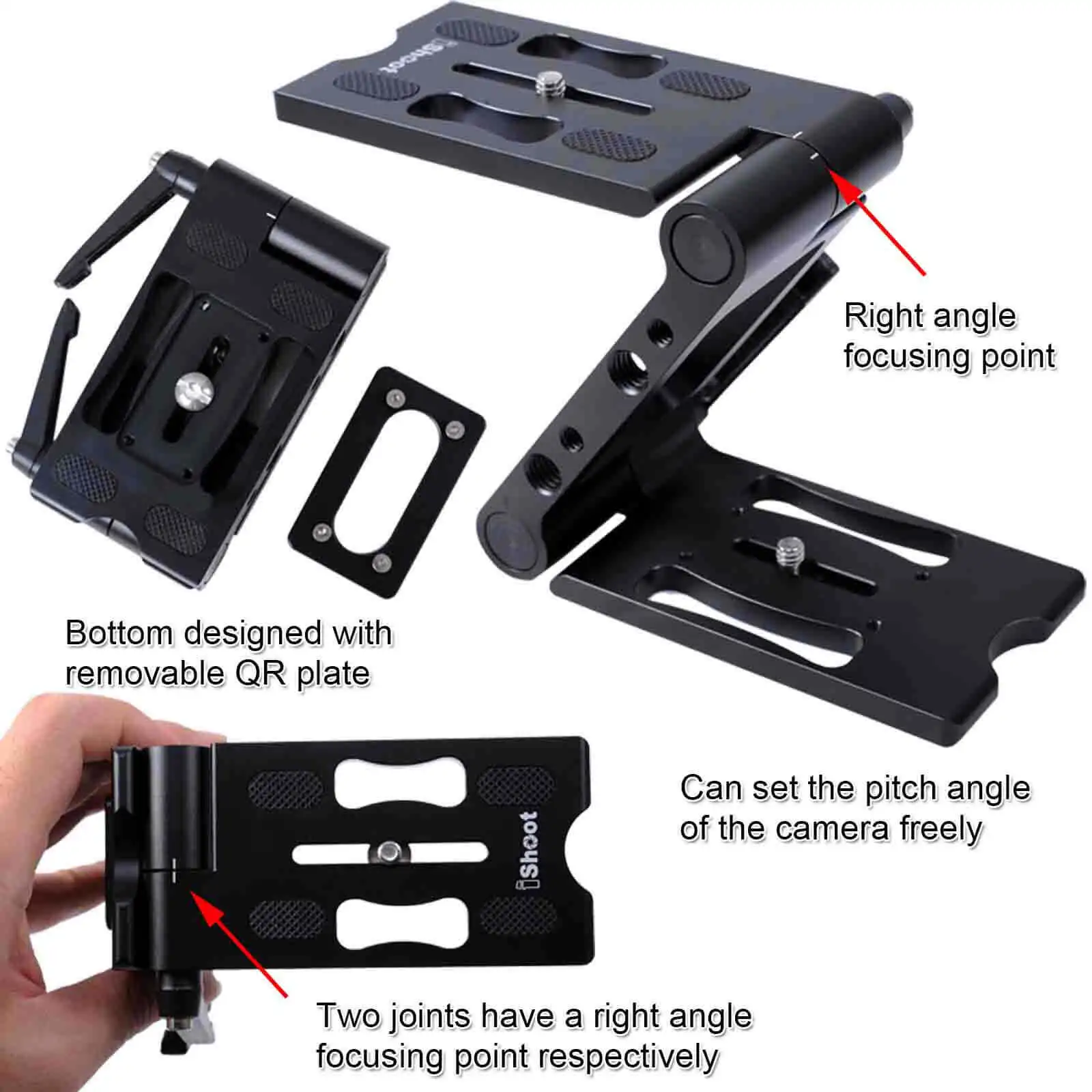iShoot Z فليكس الميل رئيس للطي QR لوحة كاميرا الكرة رئيس حامل ماكس تحميل 3.5 كجم ل DSLR ترايبود المنزلق السكك الحديدية استقرار