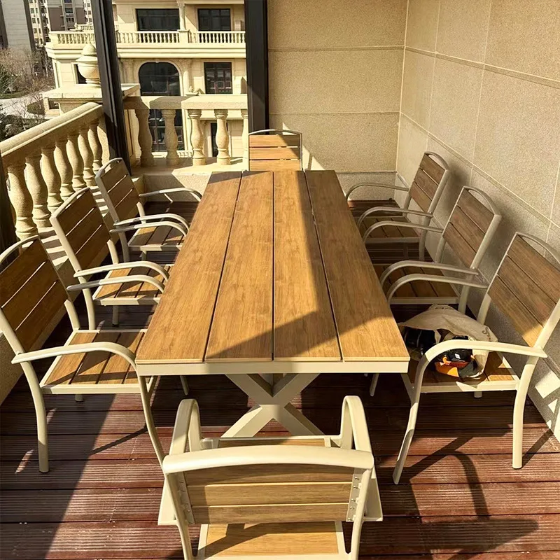 Outdoor tables and chairs plastic wood leisure outdoor anti-corrosion villa balcony open air