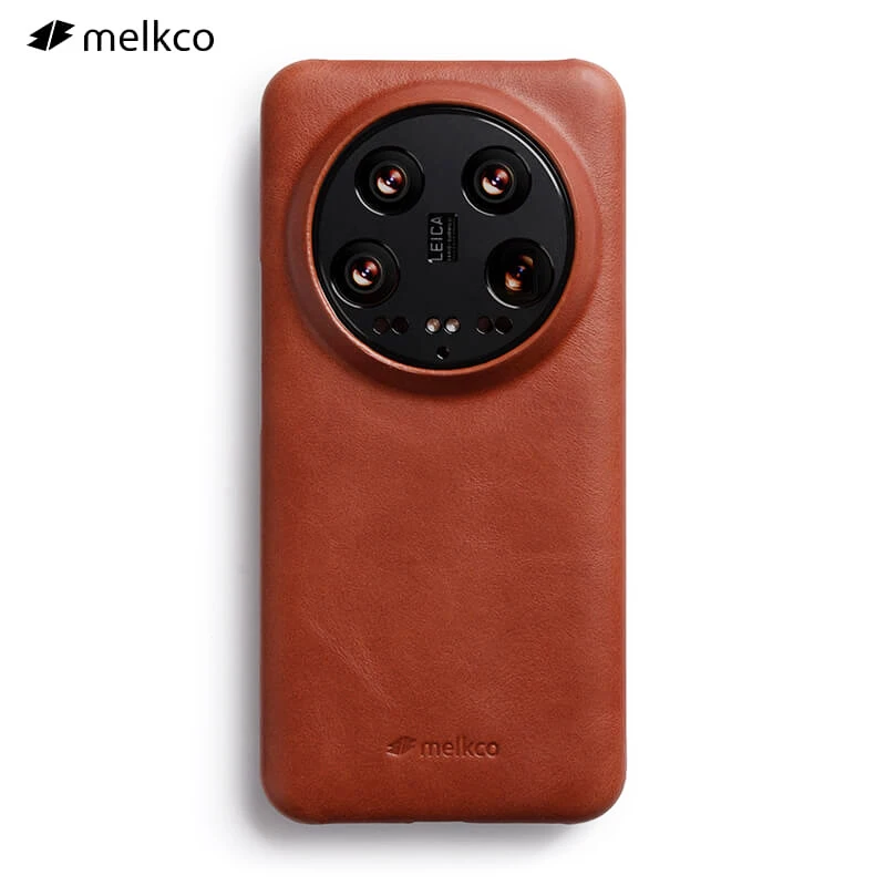 

For Xiaomi 14 Ultra Melkco Phone Cover Real Cowhide Genuine Premium Snap Leather Case For Xiaomi Mi 14 Ultra + Lens Metal Ring