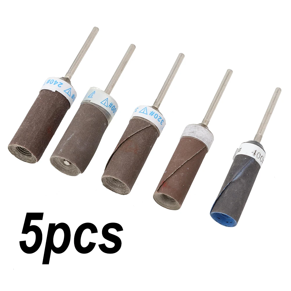 サンディングバンドドラム研磨回転工具、砥石ヘッド、2.35mm、シャンク研磨工具、180-600grit、5個