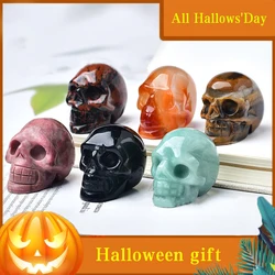 Natuurlijk Kristal 1-inch Schedel Carving Halloween Cadeau Kostbare Sieraden Creatieve Ambachten Woondecoratie Desktop Ornament