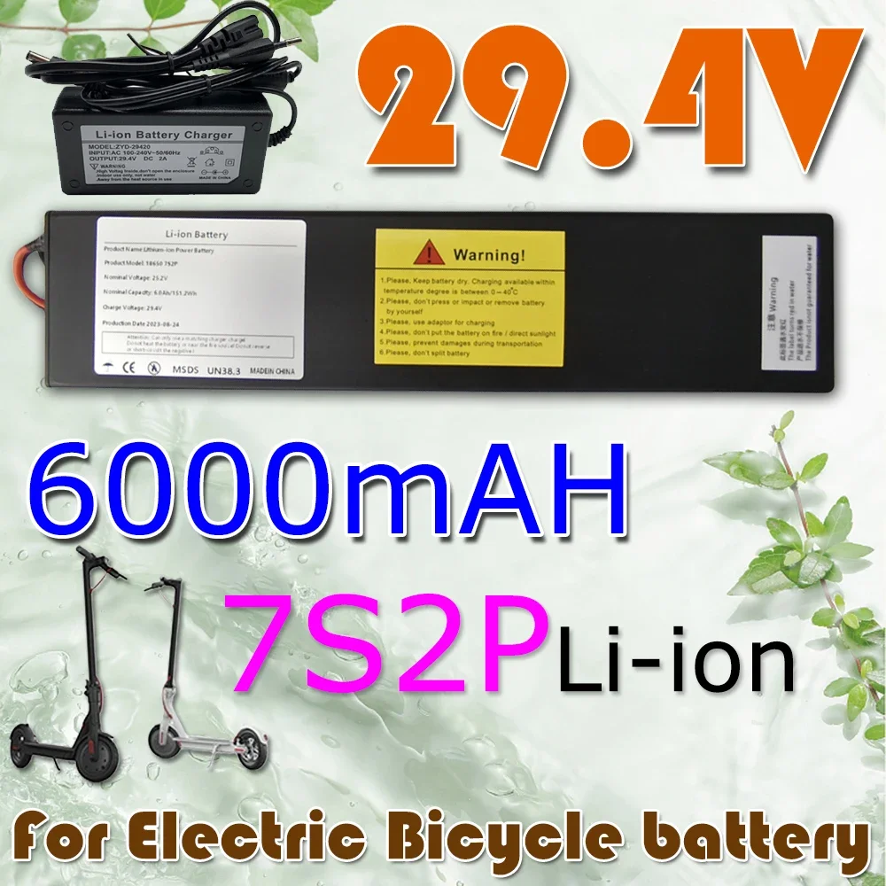 

29.4V 6.0Ah 7S2P 18650 Li-ion Rechargeable Battery Pack For 29.4V Electric Scooter+Charger