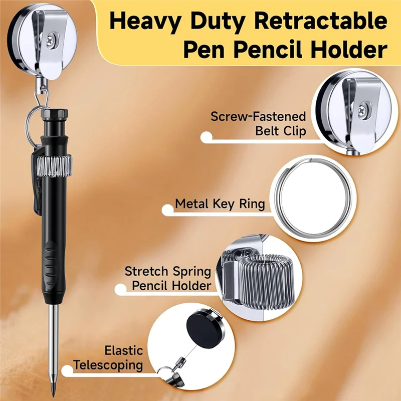 A53q-conjunto de lápis para carpintaria, conjunto de lápis mecânico para carpintaria com furo profundo com suporte retrátil para caneta de desenho para carpintaria b dura