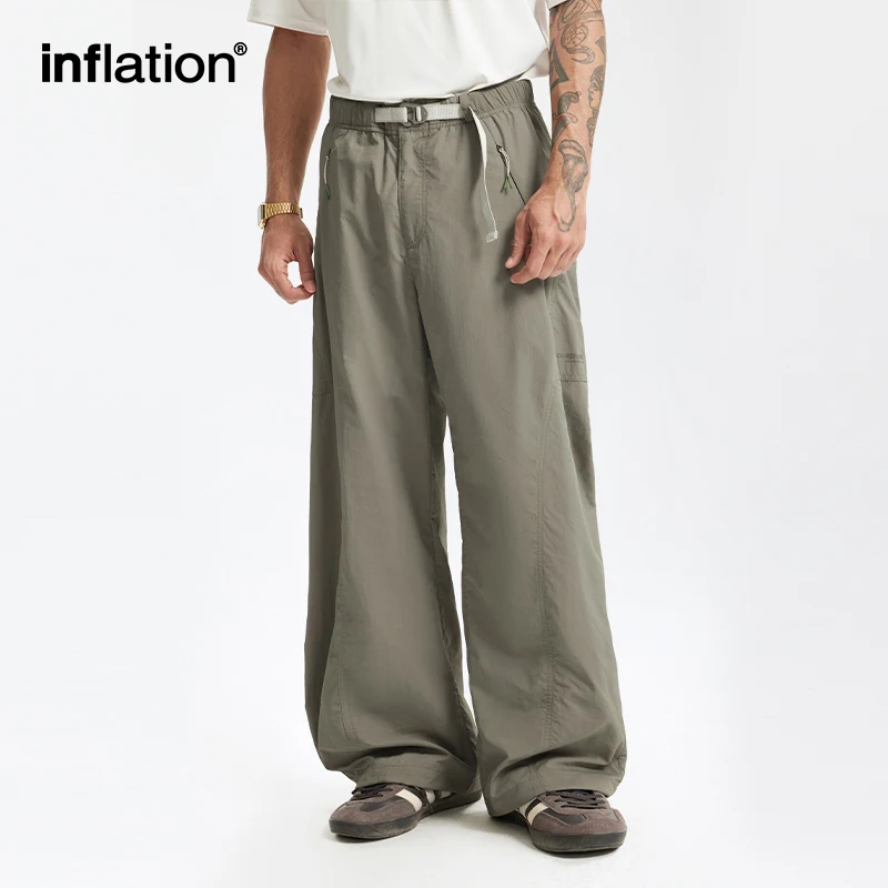 

INFLATION Wide-Leg Scimitar Pants Durable Utility Cargo Shorts & Long Pants for Men Outdoor Trousers with Multiple Pocket