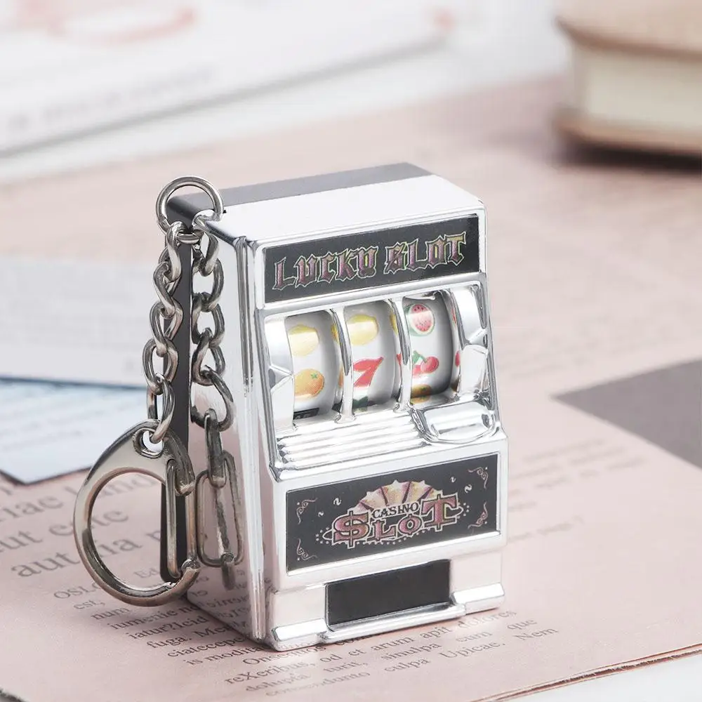 Gag Toys Educational Toy for Children Funny Games Slot Machine Key Chains Lucky Jackpot Keyrings Safe Machine Fruit Machine