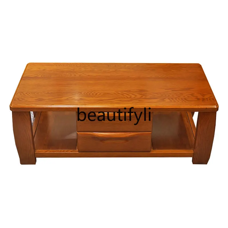 

Modern new Chinese solid wood coffee table environmentally friendly solid wood material