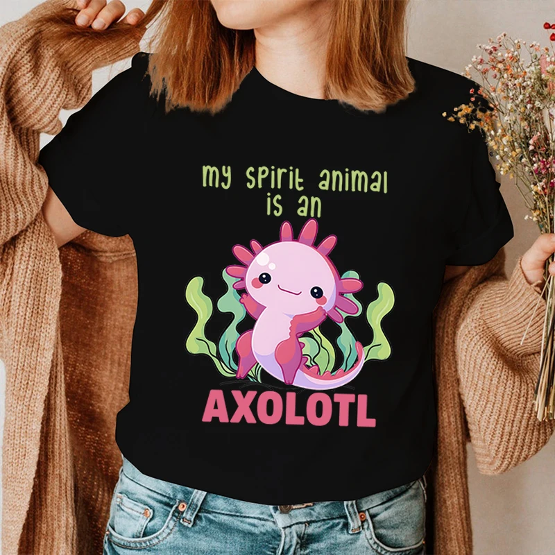 New My Spirit Animal Is An Axolotl Print T-Shirt Men Women Fashion Short Sleeve Casual Summer Tops Tees