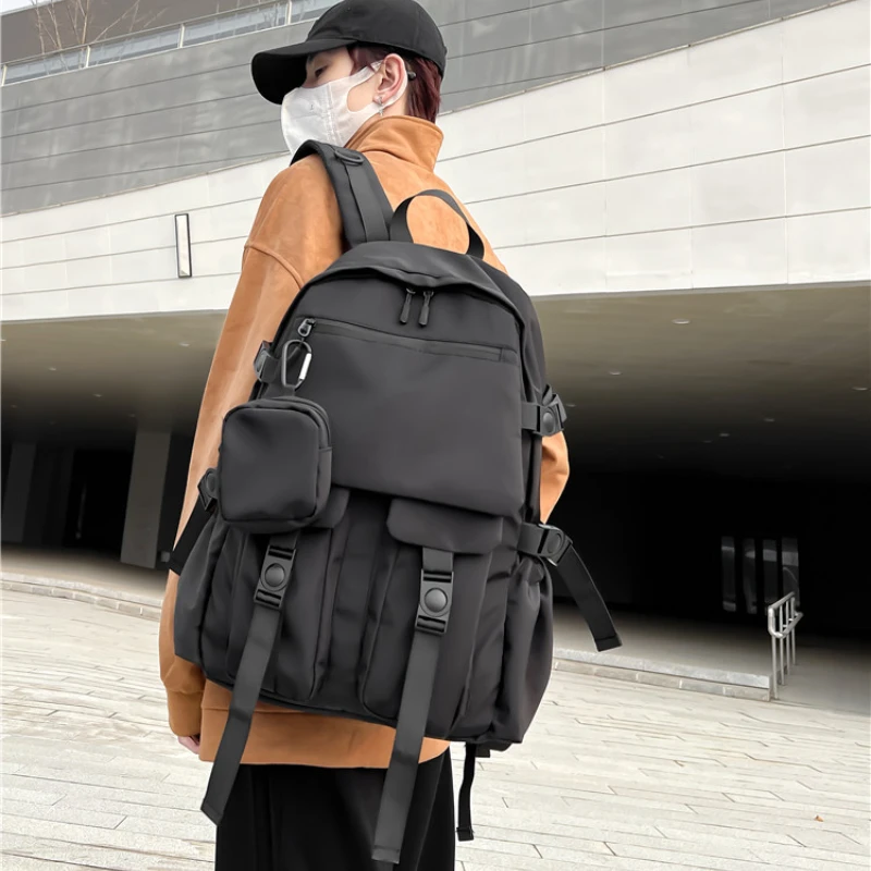 Streetwear Trendy Korean Rucksacks Casual Travel High-capacity Backpacks Japanese Solid All Match Y2k Women Students Schoolbags