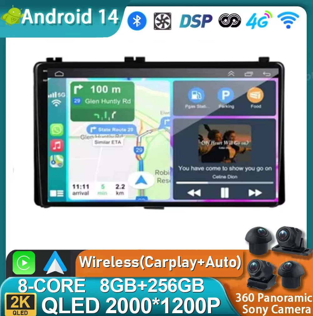 

Android 14 для Toyota Corolla Auris 2014-2018 2K QLED стерео автомобильный радиоприемник мультимедийный видеоплеер GPS AI голосовой CarPlay голосовой блок