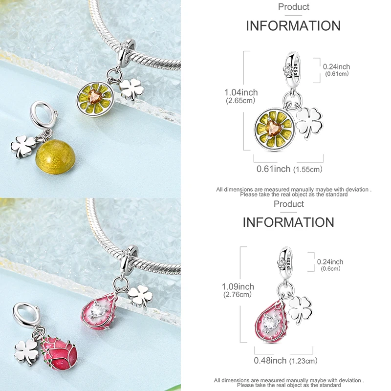 925 Sterling Silber Lebensmittel-Charm-Perlen Erdbeere Pilz Honig Kaffee Cocktail Gumball DIY Armband Halskette Geschenk für Frauen – Detail 11