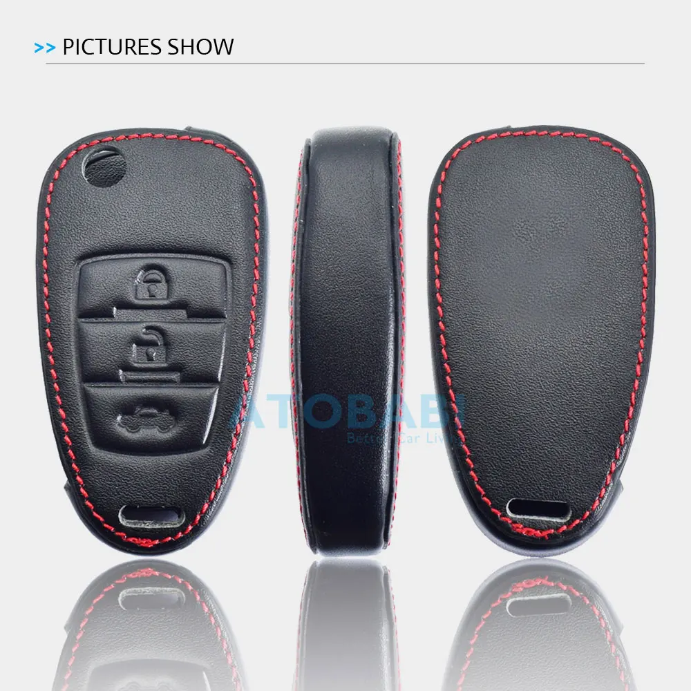 ATOBABI Leather Car Key Cases Keychain For FAW Besturn X80 2018 2019 2020 3 Buttons Folding Remote Control Fobs Protector Cover