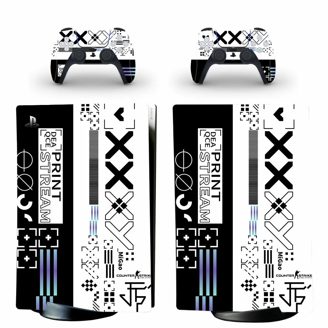 Vinil Skin Digital Adesivo, Decalque Capa para Console e 2 Controladores, CSGO, CS GO, PS5