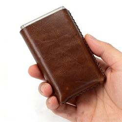 Hand-stitched Cowhide Leather Cigarette Case 20 King size Men's cigarette Box Cover Anti-pressure Cigarette Holder Protective