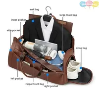 Leather Foldable Duffle Bag Suit Travel Bag Waterproof Extra Large WeekendBag Portable FlightBag with Shoe for Men Women