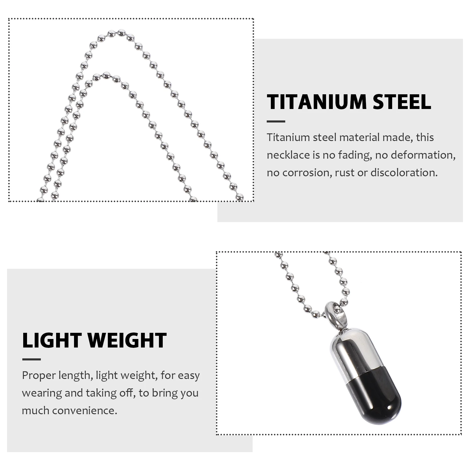 Metal Pill Perfume Bottle Pendant Miss Necklace for Men Titanium Steel Necklaces